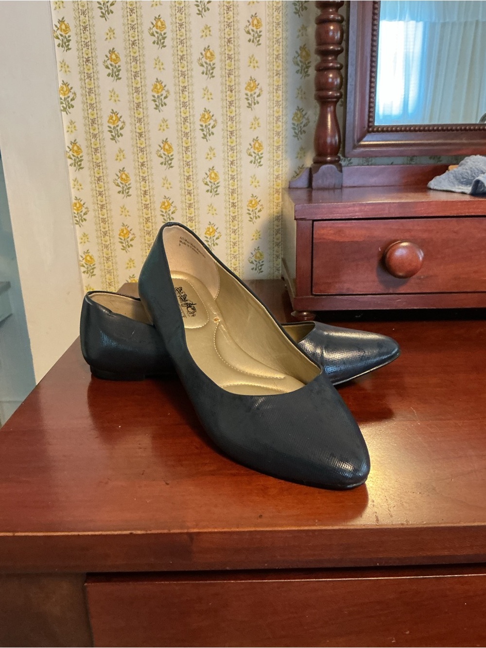 Coach and Four Navy Pointed-Toe Ballet Flats